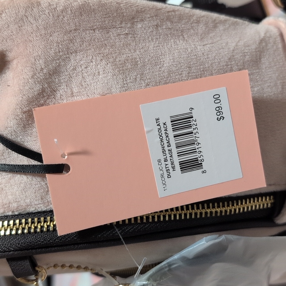 Book bag by juicy. Light pink with brown leather lining - Picture 3 of 4